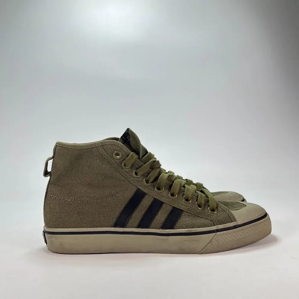 adidas Nizza Hi Olive Cargo Black High Top Casual Sneakers CQ2366 Men's Size 10